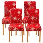 Ogrmar 4PCS Stretch Removable Washable Dining Room Chair Protector Slipcovers Christmas Decoration/Home Decor Dining Room Seat Cover