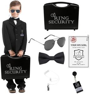 Falinpitos Wedding Ring Bearer Security Set Wedding Gifts Outfit Include Ring Bearer Box Mission Card Sunglasses Bow Tie Earpiece Flower Girl Groomsmen Ring Bearer Proposal Gifts for Boys(7pcs)