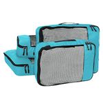FATMUG Polyester Packing Cubes Travel Pouch Bag, Clothes Organiser Set Of 4(2 Large, 2 Medium) - Sky Blue