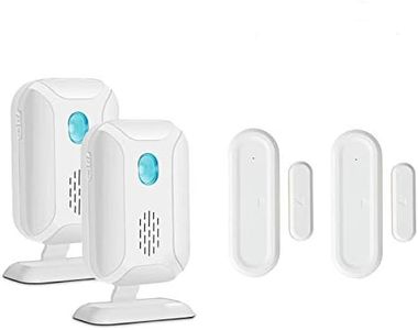 GREENCYCLE Wireless Door Open Welcome Entry Chime Security Driveway Alarm Receiver & Detector Kit (Long Operating Range 918ft, 36 Melodies, 4 Volume Levels, 5 Modes) - 2 Receiver 2 Magnetic Sensor