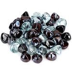 Stanbroil 10-Pound Blended Fire Glass Diamonds - 1/2 inch Reflective Fire Glass Blended Onyx Black,Crystal Ice,Amber Luster for Indoor and Outdoor Gas Fire Pits and Fireplaces