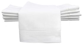 CleverDelights 20" White Hemstitch Dinner Napkins - 12 Pack - 55/45 Linen Cotton Blend