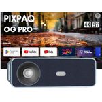 PIXPAQ OG Pro Extreme Bright 1400 ANSI Lumen, 14500 Lumens, Native 1080P Fully Automatic, Android TV Projector for Home, 300" Screen | 4K at 60 Hz | HDR10 | HLG | HDMI 2.1 Low Latency Dual Band WiFi