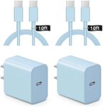 iPhone 16 15 Charger Fast Charging 10Ft - 2 Pack 20W USB C Wall Charger Block and Type C to C Cable Compatible with iPhone 16/16 Pro/16 Pro Max/iPhone 15, iPad Pro, Air 5/4, iPad 10 (Blue)