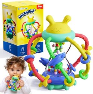 Infinno Baby Bunny Hourglass Teether & Rattle Toy for 0-12 Months