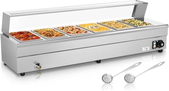 Commercial Food Warmer, 6 * 1/3 Pan Steam Table Food Warmer 48QT ACR Shield