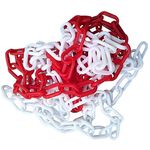 Lokatall Plastic Barrier Chain 6mm×33FT Warning Red and White Chains High Visibilty Guardrail Post Safety Protection Barrier Link for Parking Lot Construction Lo Crowd Control Traffic Queuing Line