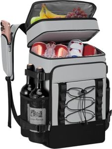 MIYCOO Cooler Backpack - 40 Cans Insulated Backpack Cooler for Men & Women, Portable 2 Leak Proof Compartments Coolers Bag for Beach Travel Picnic Lunch Hiking BBQ Camping, Grey, 28L