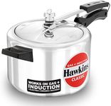 Hawkins Classic 5-Liter inner lid aluminum pressure cooker, induction cooker, wide design pan cooker, best cooker, silver (ICL50 (5 Liter))