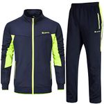 Rdruko Men's Track jacket pants Sport Sweat Suit Set(Blue Green, US XL)