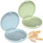 Ralegy 2 Pack Retainer Case, Slim Aligner Case, Natural wheat straw material, Night Guard and Mouth Guard, Retainer Mouth Guards Travel Case (Green+Blue)