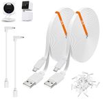 2 Pack 30ft Power Extension Cable Compatible with Wyze Cam v4,Wyze Cam Pan v3,Wyze OG,Wyze Cam v3 and v3 Pro Security Camera - 9m Long Flat USB to Micro USB Charging Cord with L-Shaped Adapter, White