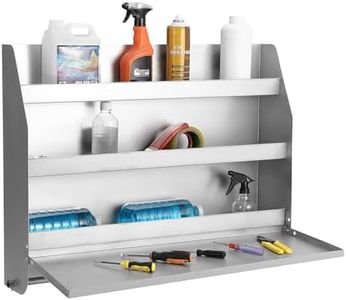 GarveeTech Work Station Storage Cabinet, 2 Shelf Rack Holder Caddy Tool Tray, Garage Enclosed, Automotive Mechanics Shop Storage Organizer 320 A Aluminum (Silver)