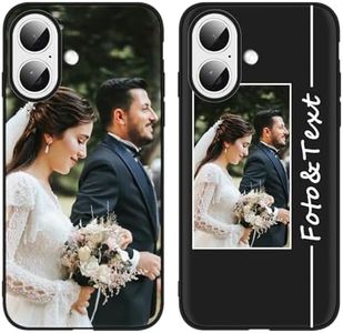Yoedge Custom Cover Personalizzata Custodia per iPhone 16 6,1" con Foto Testi Disegni, Morbido TPU Silicone Personalizza Case con Immagine, Antiurto Personalizzabili Case per iPhone 16, Nero