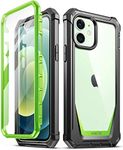 Poetic Guardian Series for iPhone 12 Case/iPhone 12 Pro 6.1 inch Case, Full-Body Hybrid Reinforced Shockproof Protective Rugged Clear Bumper Cover Case with Built-in-Screen Protector, Green/Clear