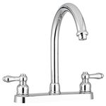 Dura Faucet Non-Metallic J-Spout RV Kitchen Faucet - Replacement Faucet for Motorhomes, 5th Wheel, Trailer, Camper (Chrome)