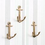 Indian Shelf Anchor Hooks Nautical Hooks for Hanging Decorative Hooks Antique Coat Hooks Gold Wall Hook Nautical Key Holder for Wall Vintage Wall Hooks Towel Holder-3 Pieces