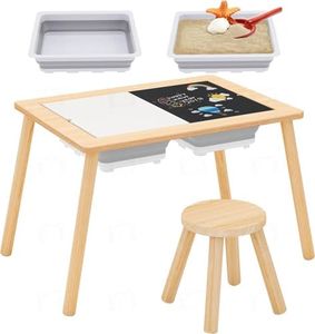 Sensory Table and Chair Set, Kids Montessori Table for Play Study Art Dining Toys Storage, Activity Tables for Toddler, Activity Table with Storage Bins, Children's Table Gifts for Boys and Girls