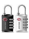 DOCOSS-Set of 2-309-Metal TSA Lock 4 Digit for Luggage Bag Number Password Travel Locks(Black)