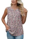 QUEZHU Tank Top for Women Casual Summer Cute Chiffon Shirts Dressy Elegant Sleeveless Blouse,Tie Dye Pink,Large