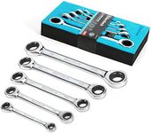 DURATECH Double Box End Ratcheting Wrench Set, SAE, 5-Piece, 5/16" to 7/8", CR-V Steel, with EVA Foam Tool Organizer