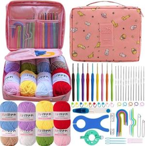 ZICALSO Crochet Kit for Beginners Adults,Beginner Crochet Kits with Yarn,Learn to Crochet Kit,Crochet Supplies,Ergonomic Crochet Hooks and Small Crochet Hooks