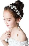 Ideal Swan Flower Girl Headpiece Accessory, Girl Hairbands Pearl Crystal Headband Princess Wedding Bride Hair Pins Clips Tiara for Women and Girls Suitable for Shows, Children Day(White)