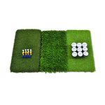 Rukket Tri-Turf Golf Hitting Mat Attack | Portable Driving, Chipping, Training Aids for Backyard (25" x 16")