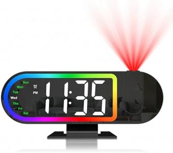 ORIA Projection Alarm Clocks for Bedrooms, 8.5" Digital Clock with 180° Rotatable Projector, 17 RGB Night Light & 3-Level Dimmer, Snooze, Temperature, for Home, Bedside, Ceiling, Wall