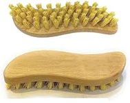 Scrubbing Brush Wooden Hand Scrub Brush (1 Pcs) Heavy Duty Stiff Bristles Non-Slip Curved Grip Handle Floor Scrubbing Brush Ideal for Kitchen Bathroom Sink Floor Carpet Indoor Outdoor Cleaning Tool