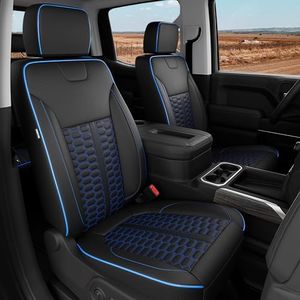 RIDEPOSH Custom Leather Seat Covers for Silverado/Sierra 1500 2019-2026, 2500HD 3500HD 2020-2026 Crew Cab Full Set with Jump Seat Cover (Armrest Storage Version Only), Truck Accessories