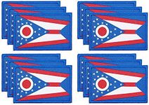 Okuna Outpost Woven Iron On State Patches, Ohio Flag Appliques (3 x 2 in, 12 Pack)