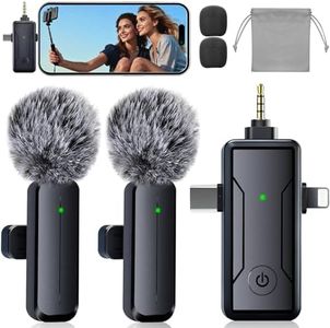 Wireless Mini Lavalier Microphone for iPhone - 3 in 1 Bluetooth Microphone with Noise Reduction, Plug & Play Lapel Mic for iPad Android, 360°Clip Mic for Video Recording Vlog YouTube TikTok Podcast