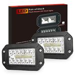 Flush Mount LED Light Pods, BUNKER INDUST 2Pcs 6 Inch Spot Flood Combo Beam 6000 LM Triple Row Driving Off Road Light Bar Waterproof Led Work Light for Golf Cart Jeep Trucks Tractor SUV 4x4 ATV UTV