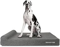 The Dog’s Bed Orthopaedic Headrest Dog Bed XXL Grey with Grey Linen Trim 15cm, Waterproof Memory Foam Dog Bed, Veterinary Approved