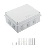 LeMotech ABS Plastic Dustproof Waterproof IP65 Junction Box Universal Electrical Project Enclosure White 7.9"x 6.1" x 3.1" (200mmx155mmx80mm)