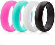 ThunderFit Silicone Rings Wedding Bands for Women 5.6mm Wide 2mm Thick - 3/4 Variety Multipack