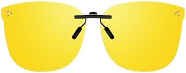 Trysee Clip On Night Nision Glasses for Driving Over Prescription Glasses Non-Flip Up Anti Glare Nighttime Glasses CTS3168