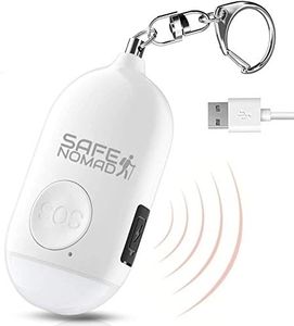 Personal Alarm for Women with LED Flashlight. Rechargeable, Waterproof, White, Small Police Approved Panic & Rape Alarm with Keyring for Students, Elderly, Girls & Kids