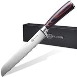 PAUDIN Kitchen Knife, German High Carbon Stainless Steel Forged Chef Knife, Ultra Sharp Blade Knife with Ergonomic Wooden Handle (N4 Bread Knife 8")