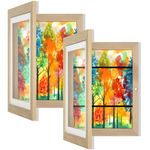 Orionstar Kids Art Frames, Artwork Picture Frames Changeable, Front Opening Picture Display Frames 11.8X8.5 Holds 100 A4 Pcs, Artwork Display Storage Frames for Children, Home and Office, (Wood 2 Pack)