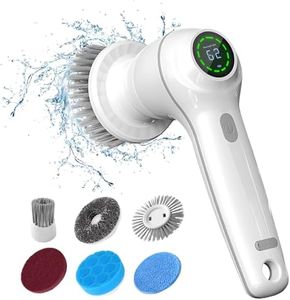 CkeyiN Spazzola Elettrica per Pulizia, Rotante Ricaricabile Spin Scrubber Senza Fili con 7 Testine, Scrubber Elettrico Senza Fili per Bagno/Cucina/Parete/Piastrelle