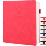 UIRIO Thick Journaling Notebook (Red) - 360 Pages A4 Daily Journal Lined Paper - Wide Ruled Notebooks for Work, Writing, School, Men, Women, Dairy