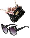 Deerhobbes Design your own Kids Girls' fashion Mini Handbags girl handbag flower bunny tweed Princess Purses girls sunglasses, Black, One - Size