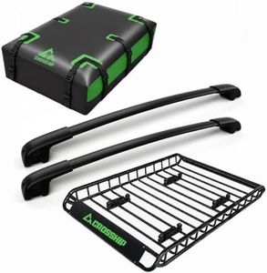 CROSSHIP 49"x36" Roof Rack Basket with Waterproof Luggage Bag & CROSSHIP Lockable Roof Rack Cross Bars Compatible with 2021 2022 2023 2024 2025 2026 Chevy Tahoe & Chevrolet Suburban & GMC Yukon XL