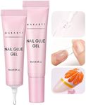 Makartt Gel Nail Glue for Press On Nails - Super Strong 3 in 1 Solid Nail Glue Gel for False Nail Tips, UV Nail Gel, Long Lasting Manicure Bond, Curing Needed, Pack of 2