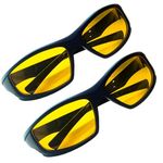 Night Driving Safety Glass Clear Vision, Yellow Colour, Night Vision Glass For men and Women, Bike and Car Riding Glass, Reduce Glare,COMBO Glassess