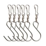 uxcell 6 Pack S Shaped Hooks Clips Stainless Steel Plating Finish Hangers Holder Kitchen Bathroom Closet Shelf Rack for Hanging Plants Pots and Pans Coffee Mugs Towel