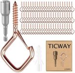 Ticway 110 PCS Q-Hanger Hooks for String Lights, Ceiling Hangers for Plants & Wind Chimes, Christmas Decorations Outdoor Hooks Rose Gold