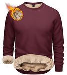 TACVASEN Men's Sherpa Lined Sweatshirts Fleece Pullover Sweater Basic Tops Warm Crewneck Winter Underwear Wine Red,L